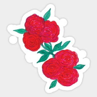 Hand Painted Red Roses Sticker